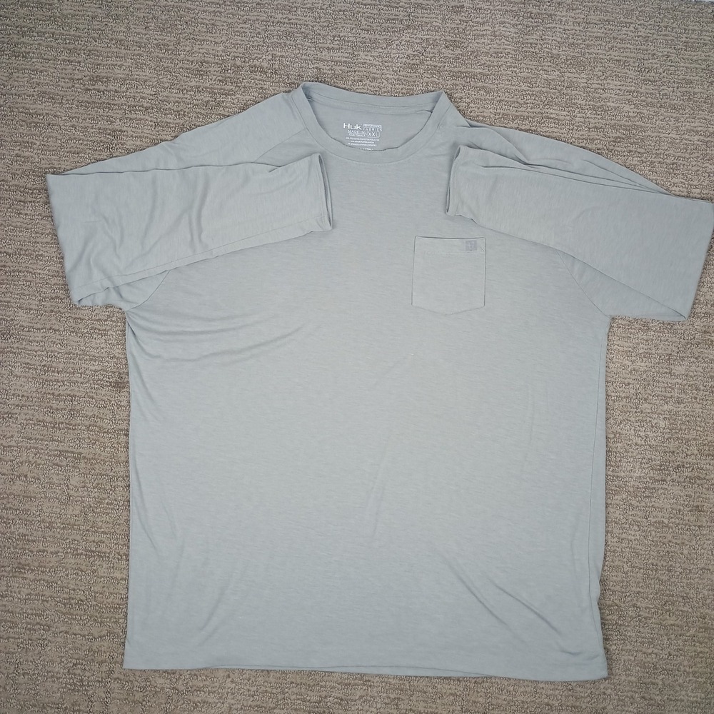Huk Performance Fabrics Gray Long Sleeve Pocket Shirt Mens XXL H1200293 XXL